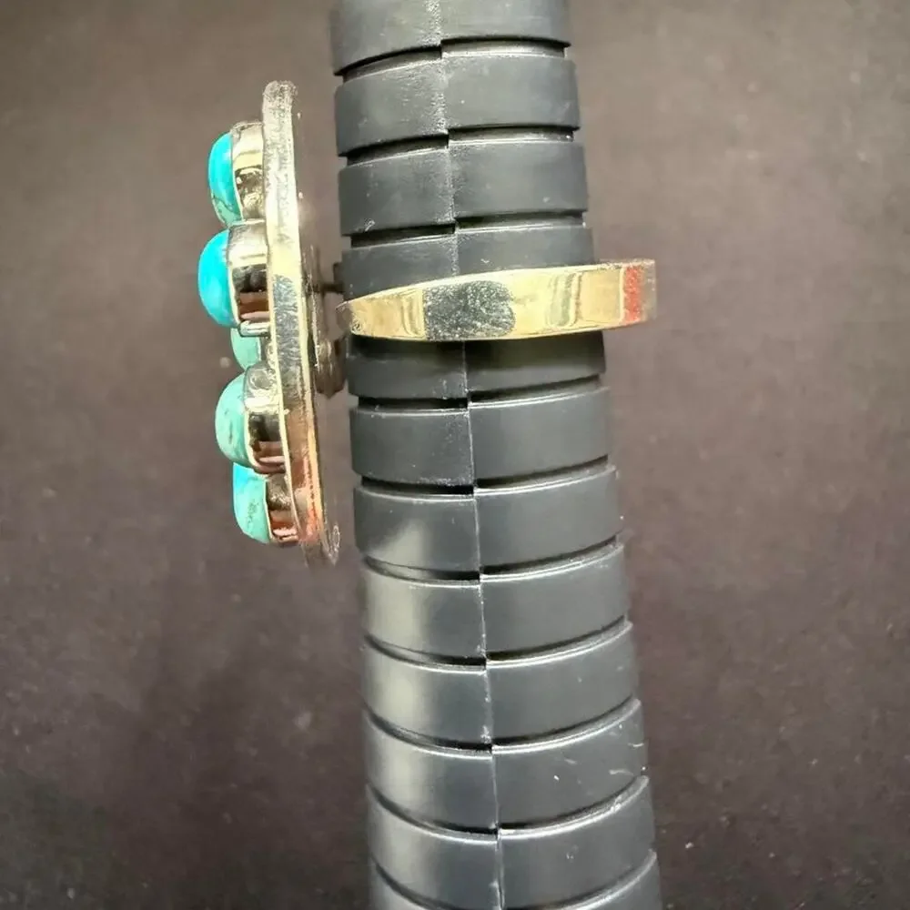 Sterling silver handmade big turquoise adjustable ring